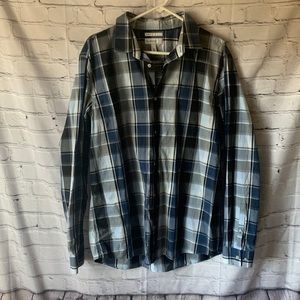 Blue plaid dress shirt XL
